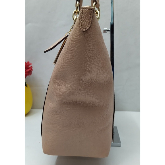 Coach Ava Pink Crossgrain Leather Double Handles Zipper Closure Tote Bag - Picture 4 of 16